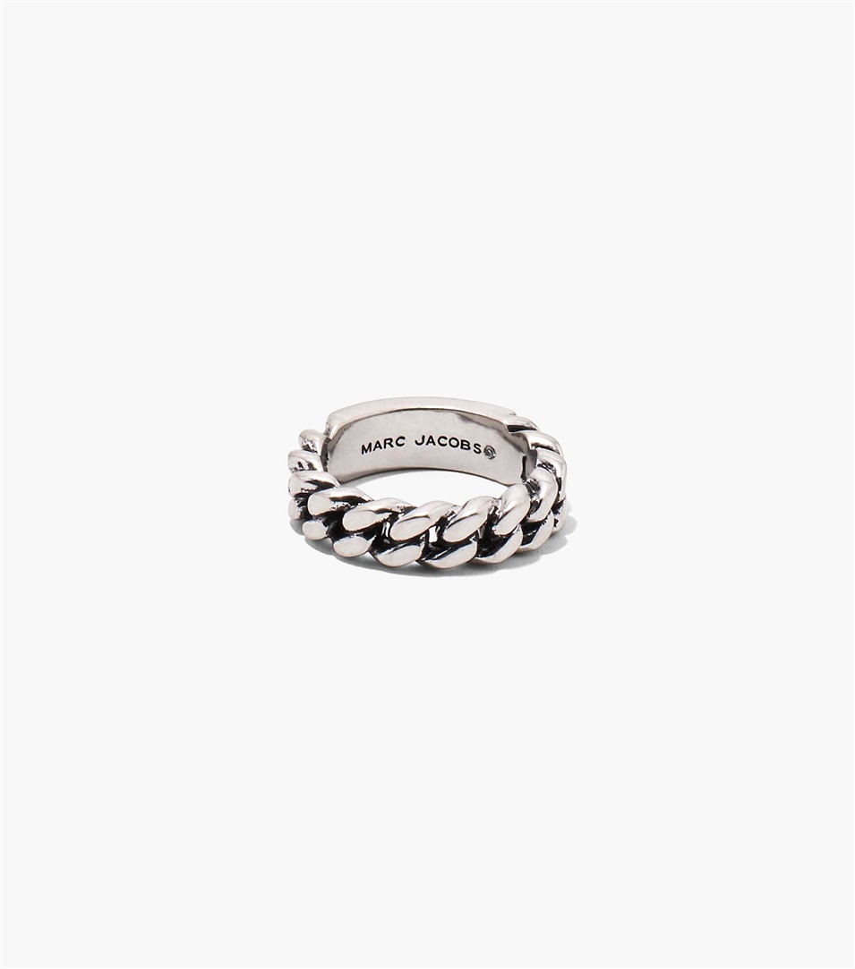 Anillos Marc Jacobs The Barcode Monogram ID Chain Mujer Plateadas | Peru-58092