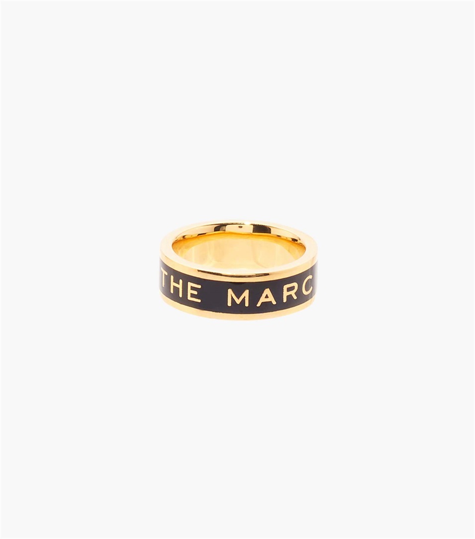 Anillos Marc Jacobs The Medallion Mujer Negras Doradas | Peru-76538