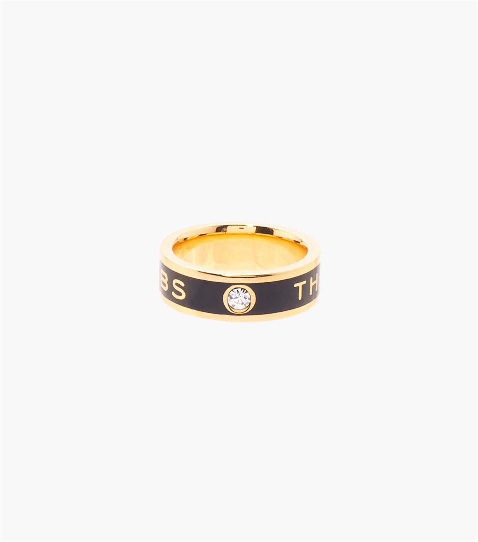 Anillos Marc Jacobs The Medallion Mujer Negras Doradas | Peru-76538