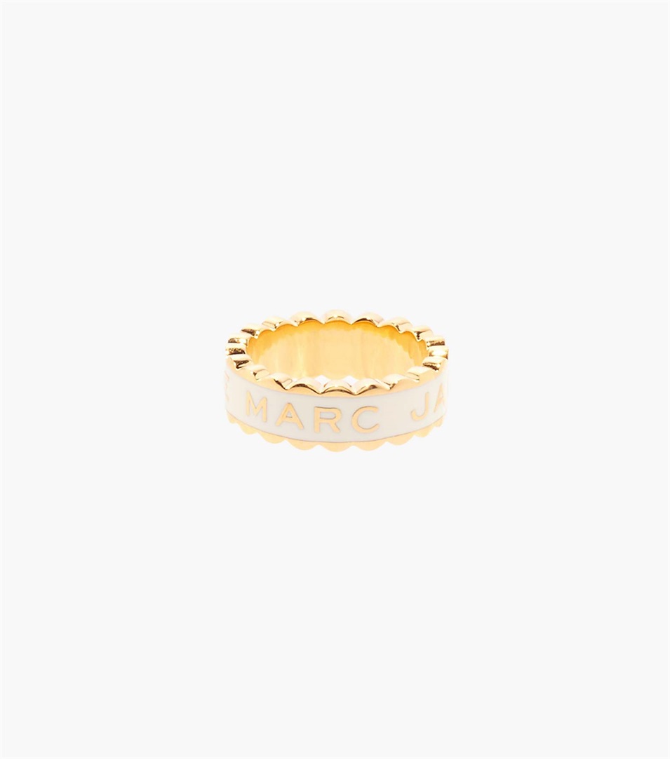 Anillos Marc Jacobs The Scallop Medallion Mujer Creme Doradas | Peru-43725