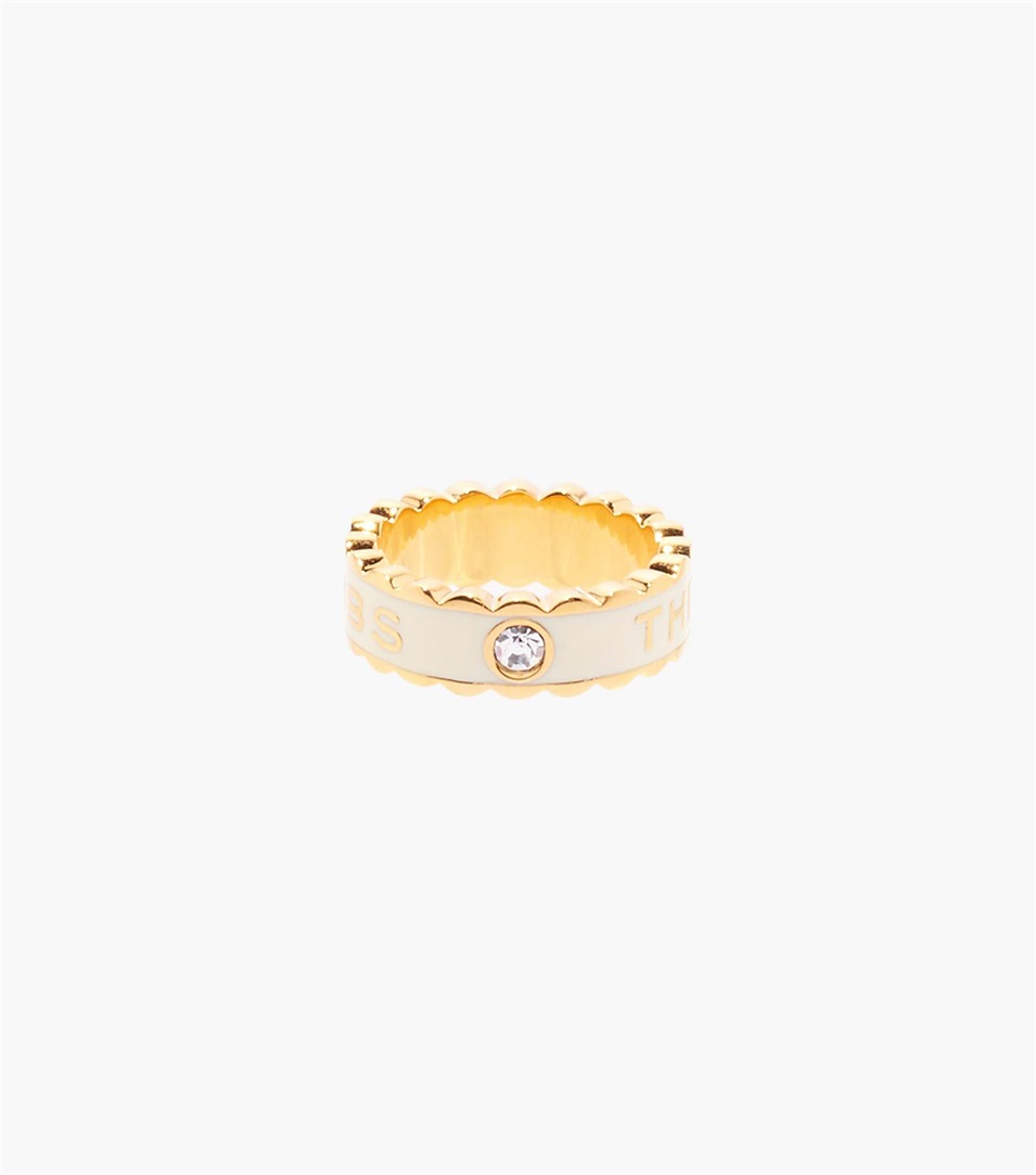 Anillos Marc Jacobs The Scallop Medallion Mujer Creme Doradas | Peru-43725