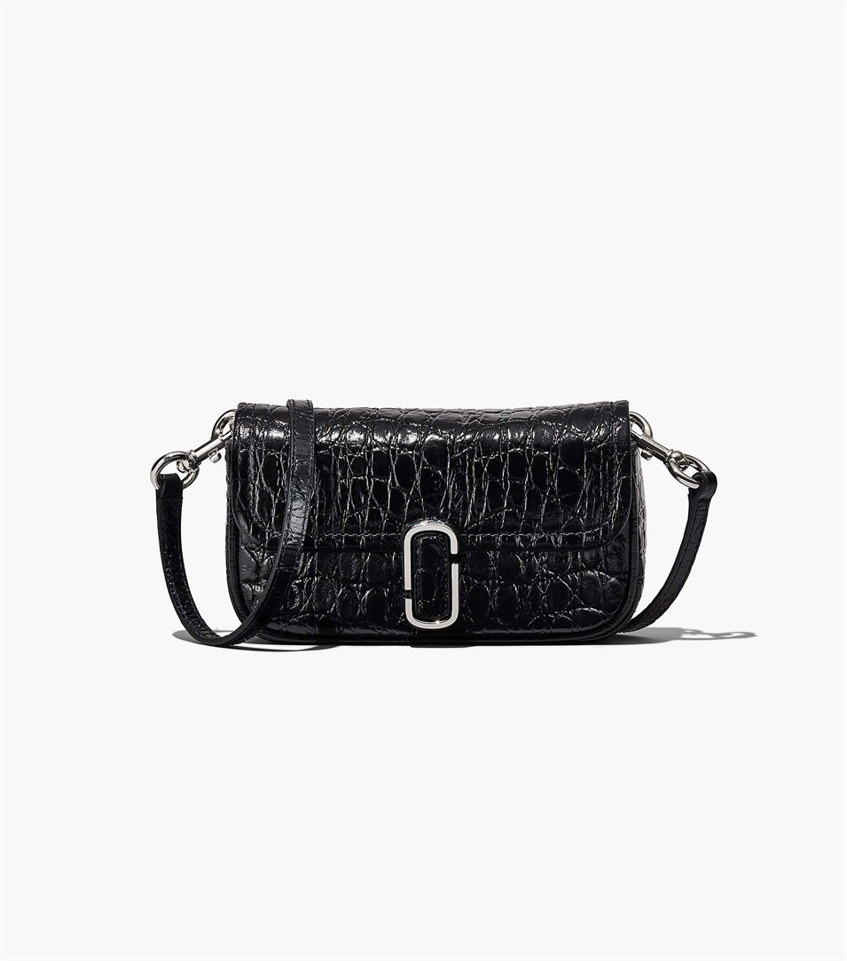 Bolsa De Hombro Marc Jacobs The Croc-Embossed J Marc Mini Mujer Negras | Peru-48395