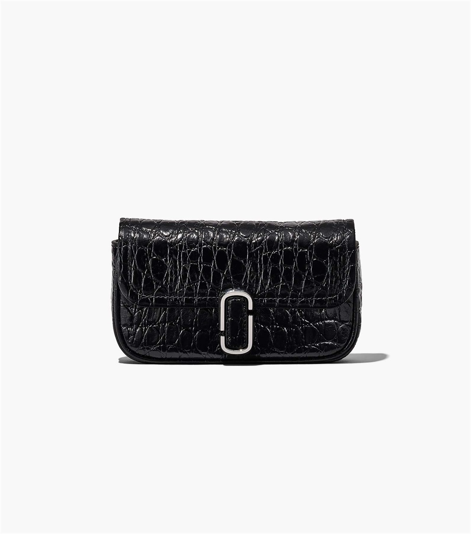 Bolsa De Hombro Marc Jacobs The Croc-Embossed J Marc Mini Mujer Negras | Peru-48395