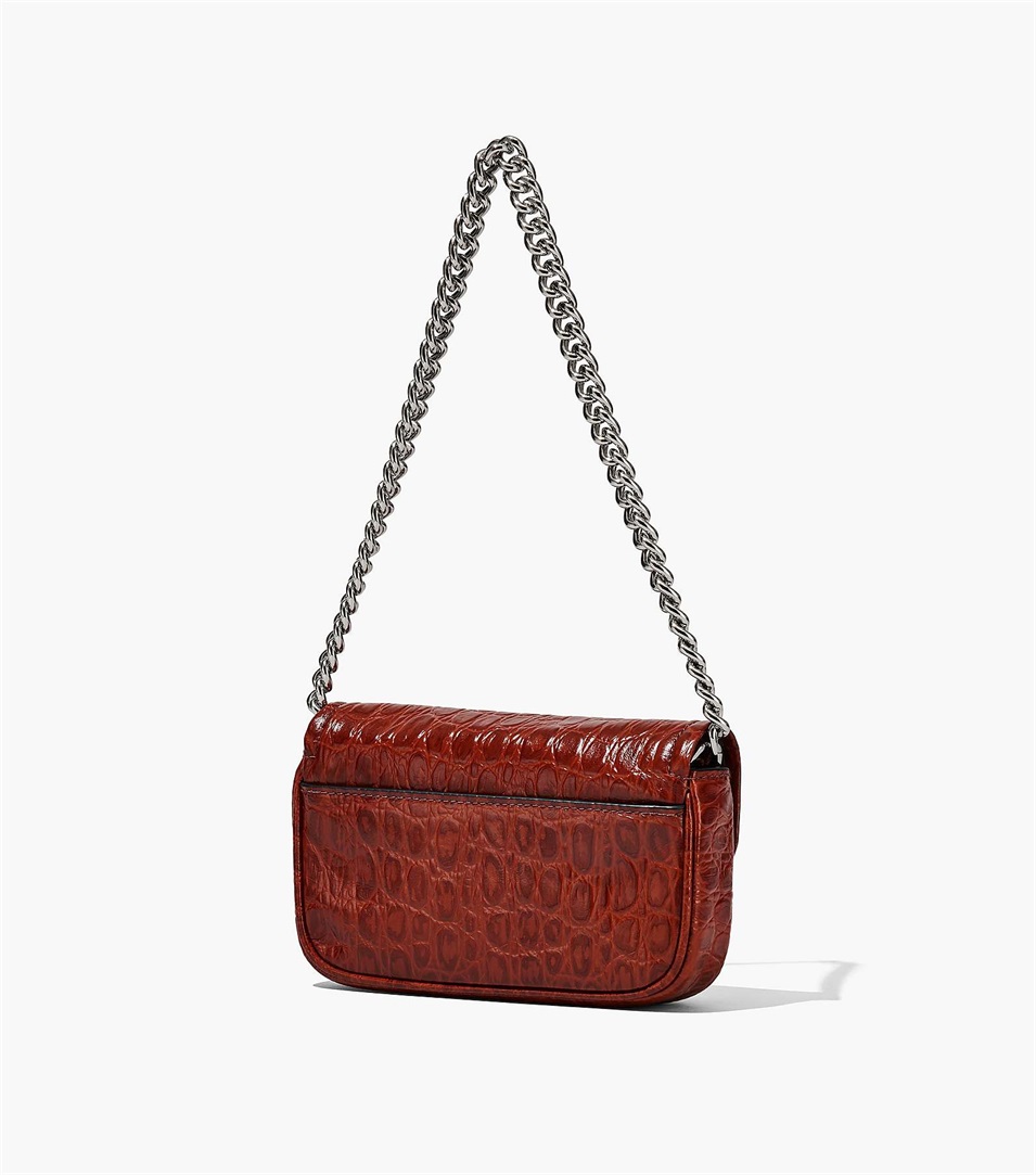 Bolsa De Hombro Marc Jacobs The Croc-Embossed J Marc Mini Mujer Marrones Marrones | Peru-53048