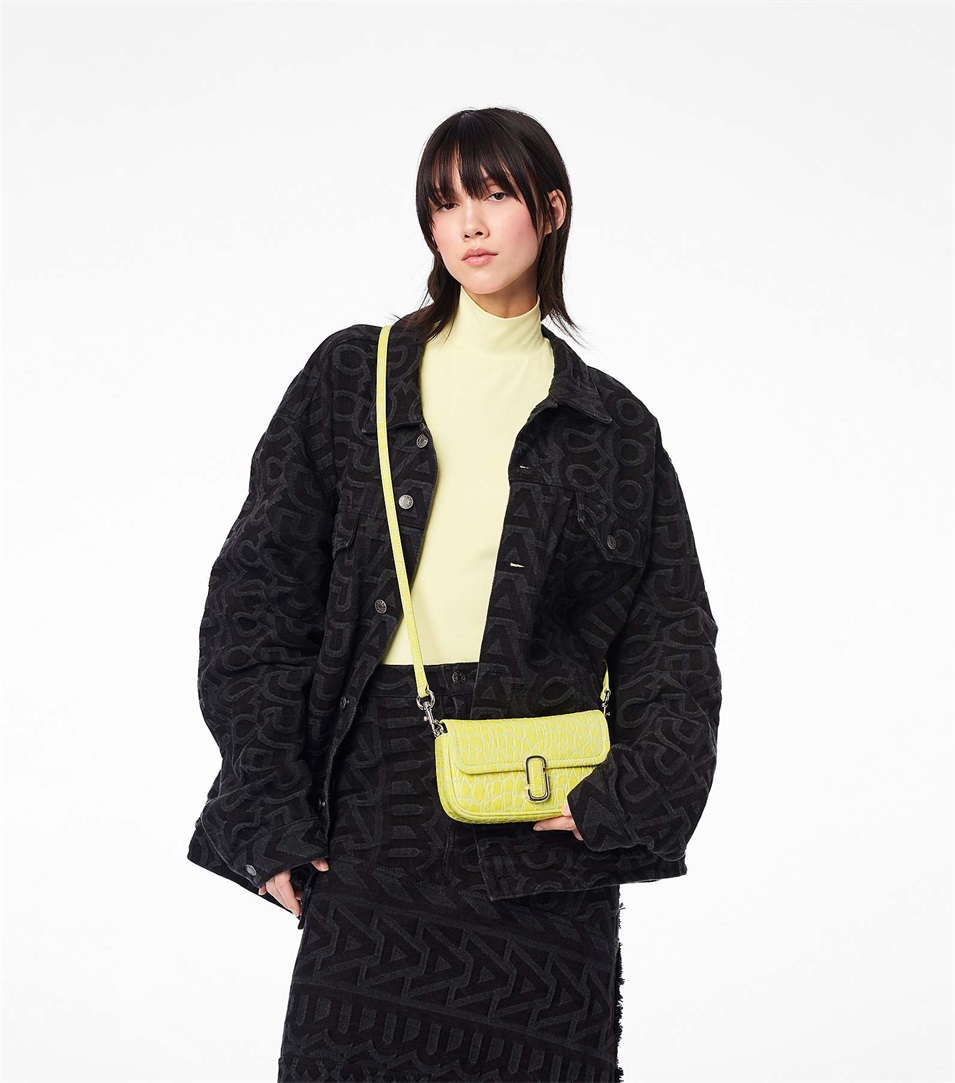 Bolsa De Hombro Marc Jacobs The Croc-Embossed J Marc Mini Mujer Amarillo | Peru-95786