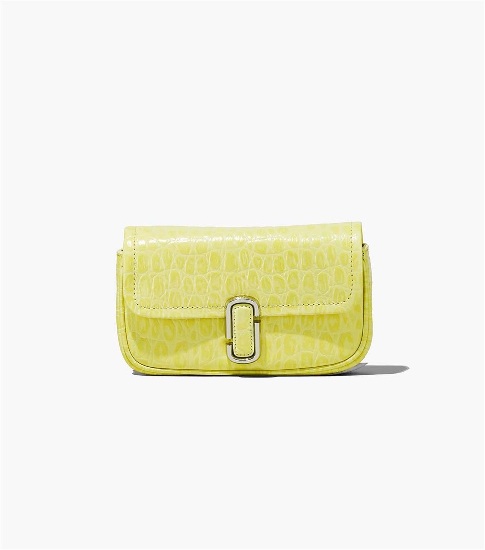 Bolsa De Hombro Marc Jacobs The Croc-Embossed J Marc Mini Mujer Amarillo | Peru-95786