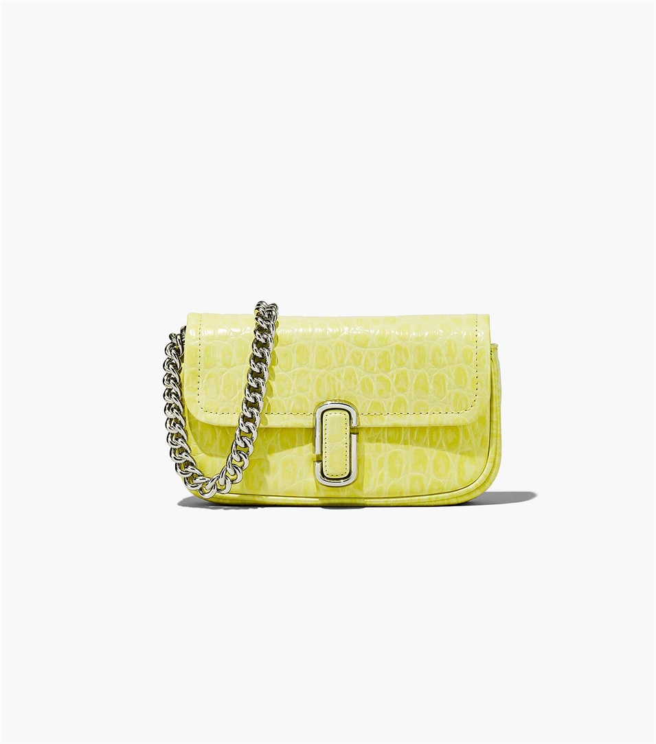 Bolsa De Hombro Marc Jacobs The Croc-Embossed J Marc Mini Mujer Amarillo | Peru-95786