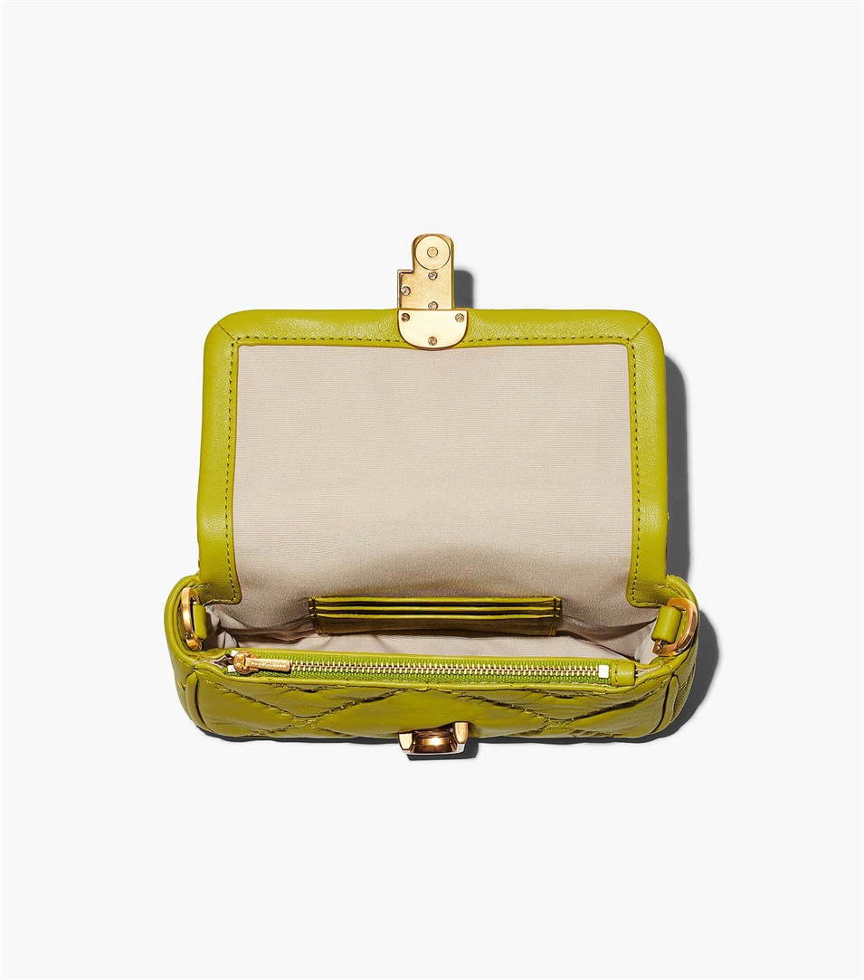 Bolsa De Hombro Marc Jacobs The Quilted Leather J Marc Mini Mujer Verde | Peru-09516