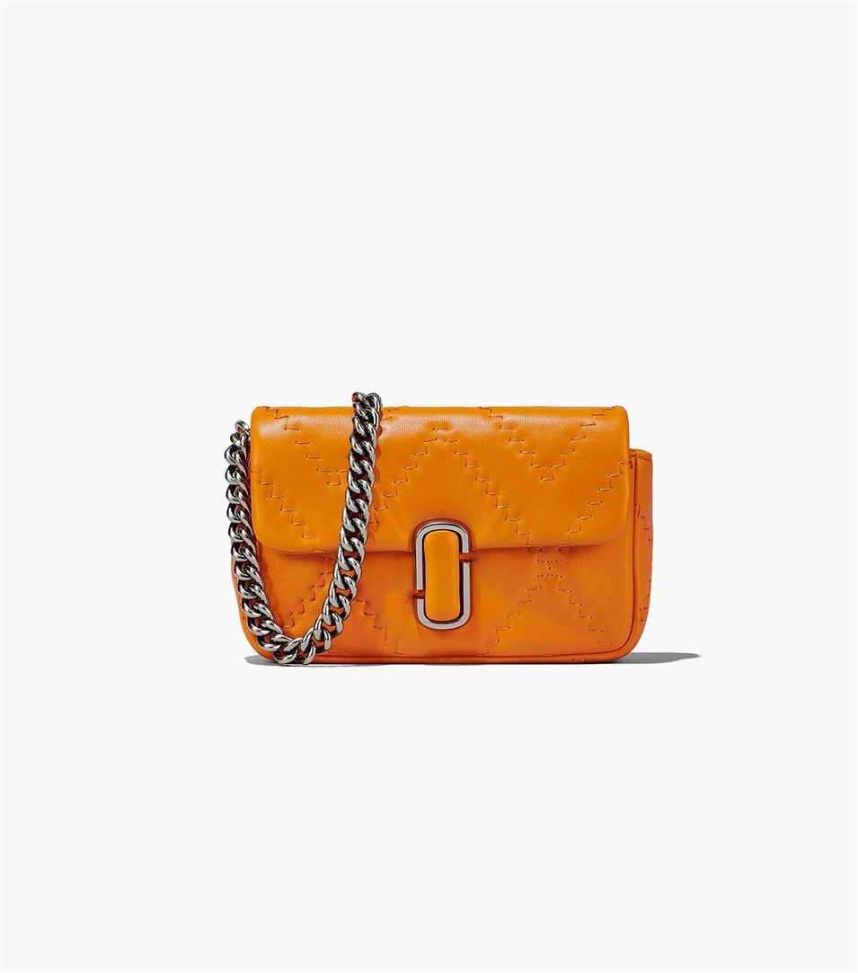 Bolsa De Hombro Marc Jacobs The Quilted Leather J Marc Mini Mujer Naranjas | Peru-46870