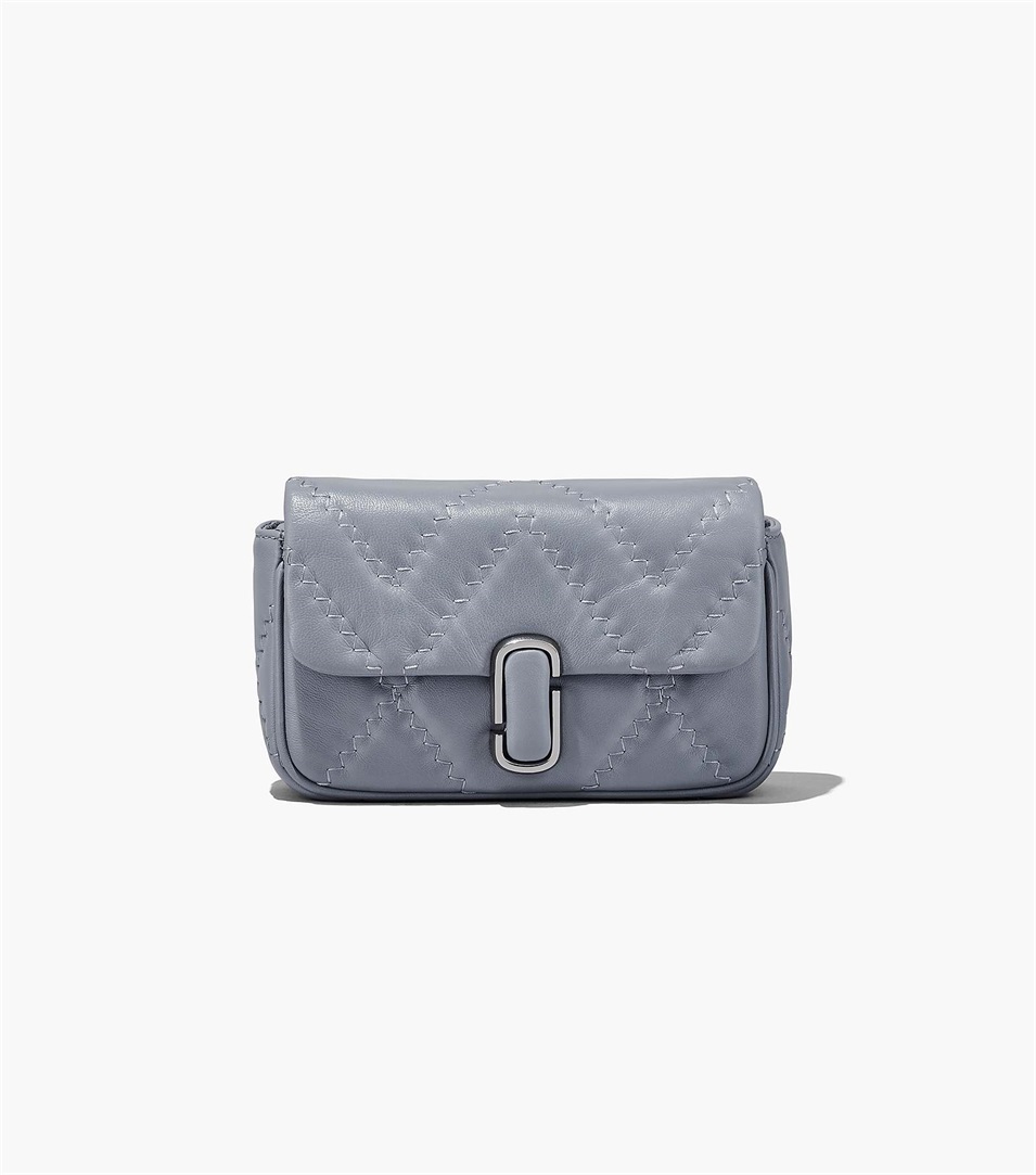 Bolsa De Hombro Marc Jacobs The Quilted Leather J Marc Mini Mujer Gris | Peru-64201