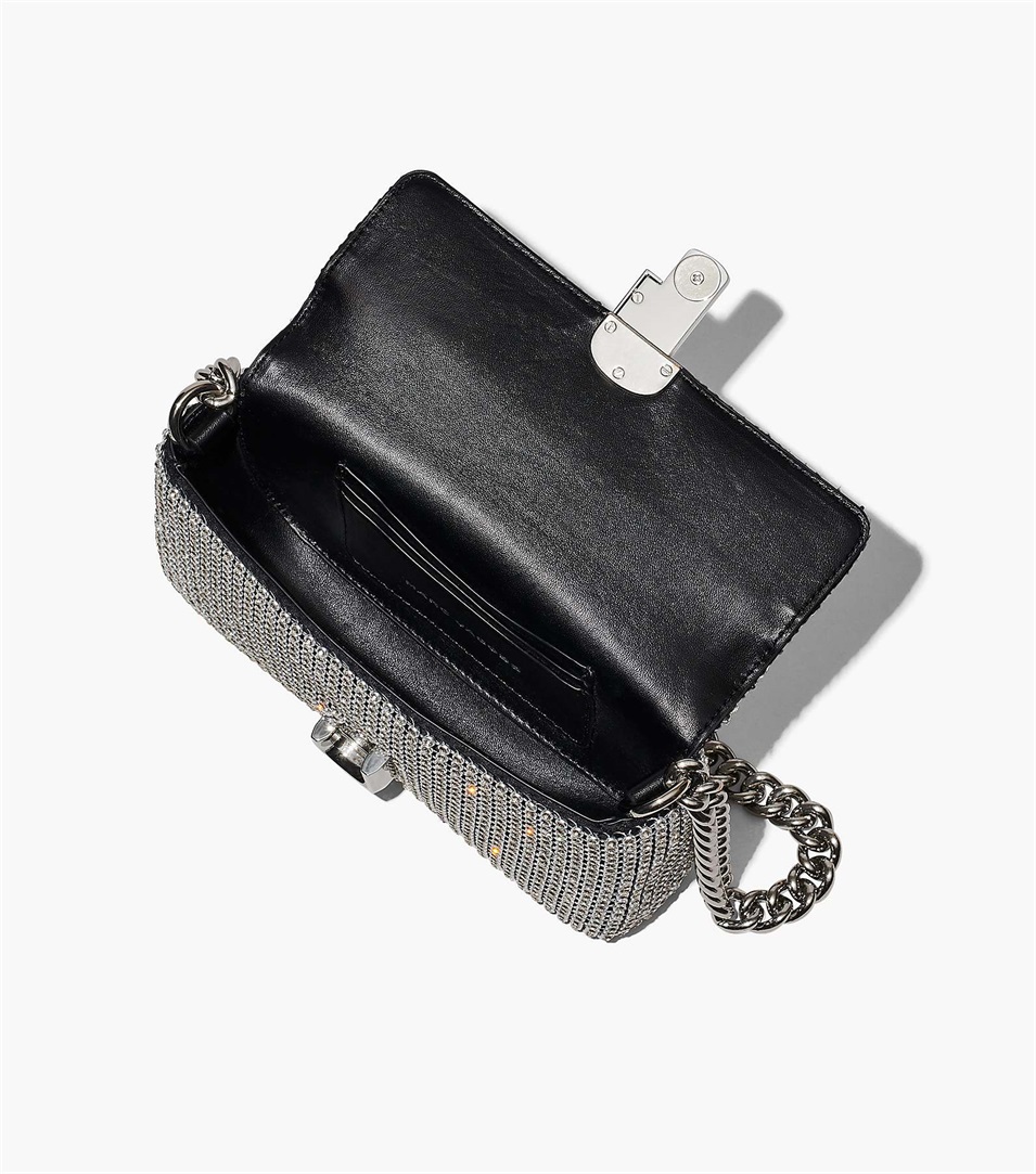 Bolsa De Hombro Marc Jacobs The Rhinestone J Marc Mini Mujer Plateadas | Peru-10945