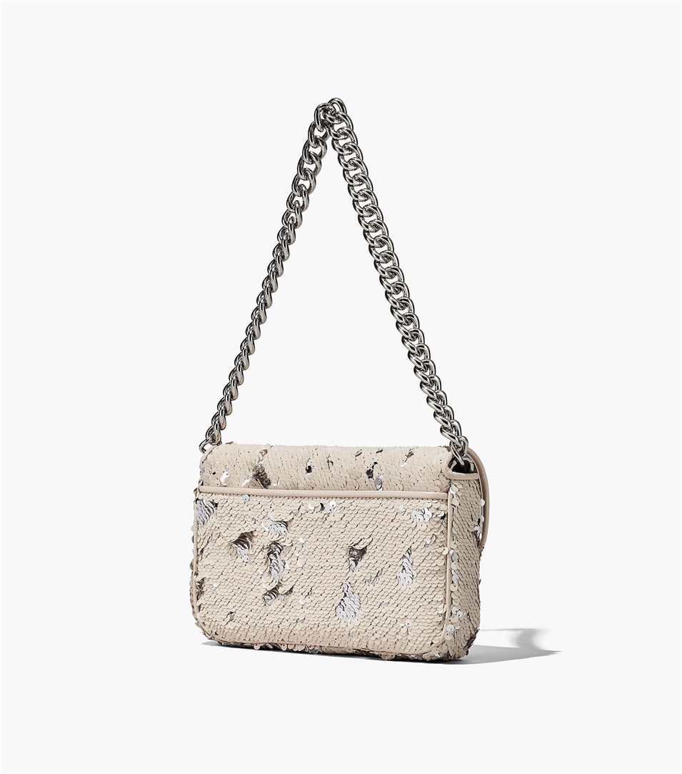 Bolsa De Hombro Marc Jacobs The Sequin J Marc Mujer Creme Plateadas | Peru-26489