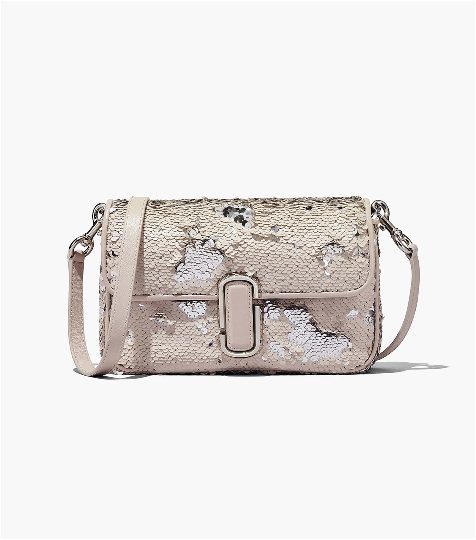 Bolsa De Hombro Marc Jacobs The Sequin J Marc Mujer Creme Plateadas | Peru-26489