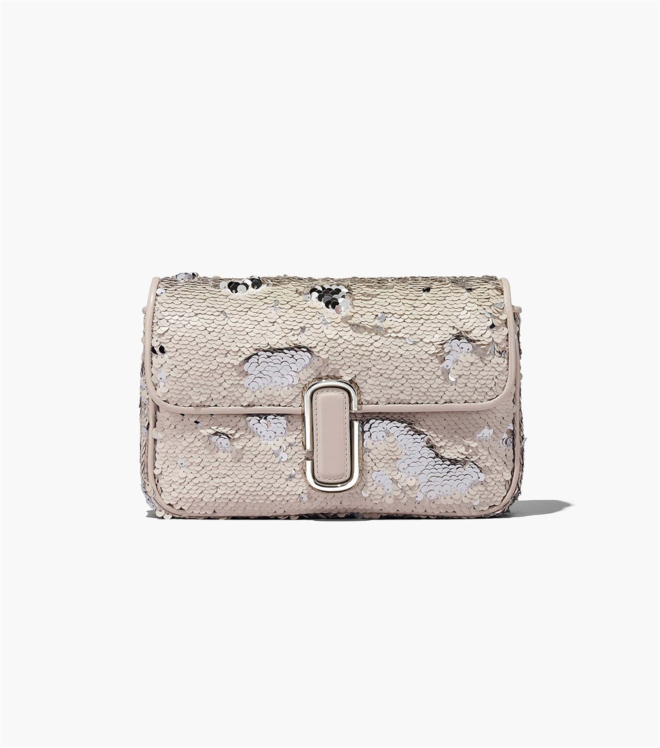 Bolsa De Hombro Marc Jacobs The Sequin J Marc Mujer Creme Plateadas | Peru-26489