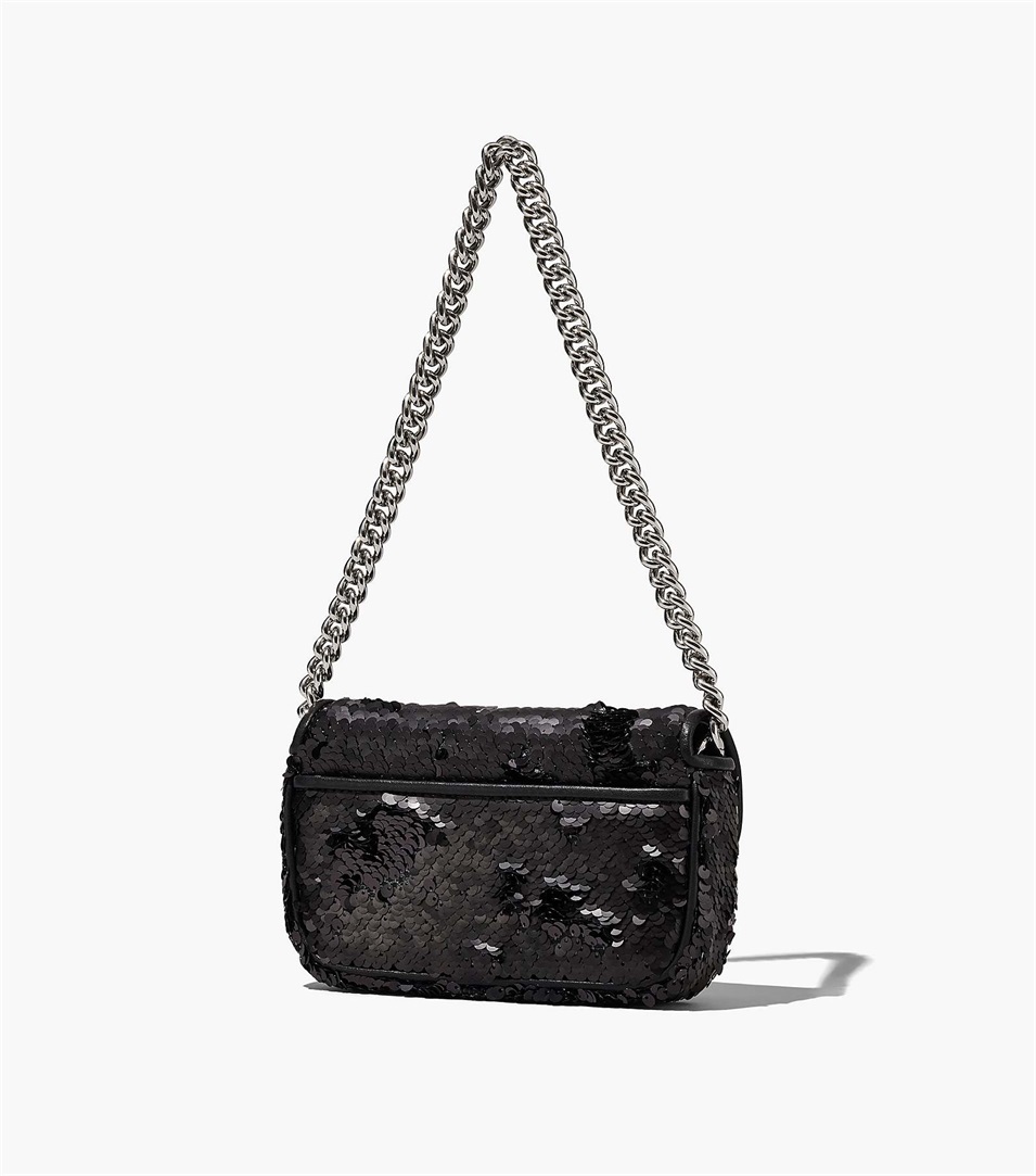 Bolsa De Hombro Marc Jacobs The Sequin J Marc Mini Mujer Negras | Peru-65392