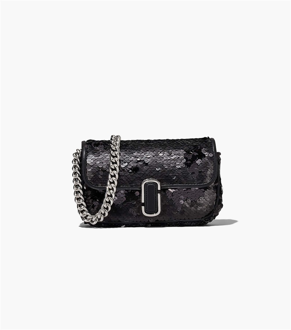 Bolsa De Hombro Marc Jacobs The Sequin J Marc Mini Mujer Negras | Peru-65392