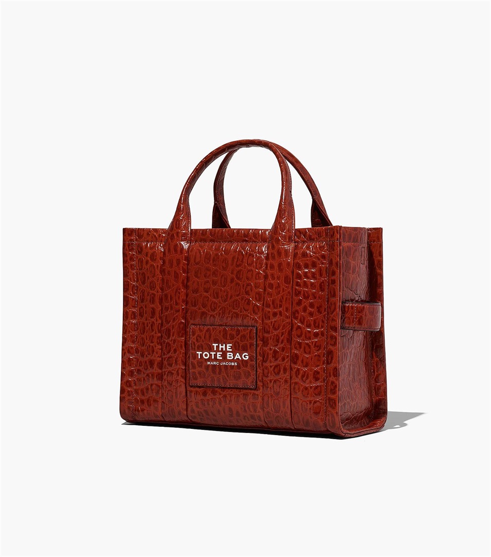 Bolso Tote Marc Jacobs The Croc-Embossed Medium Mujer Marrones Marrones | Peru-20341