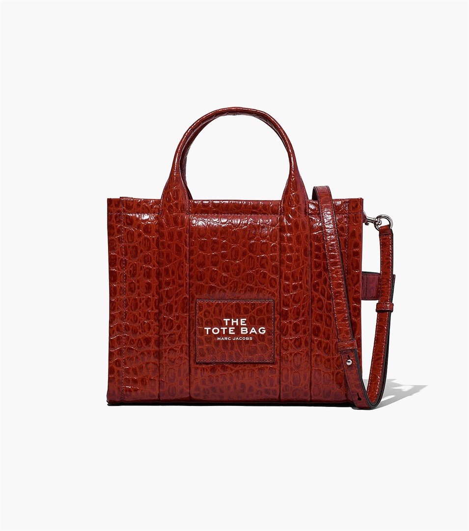 Bolso Tote Marc Jacobs The Croc-Embossed Medium Mujer Marrones Marrones | Peru-20341