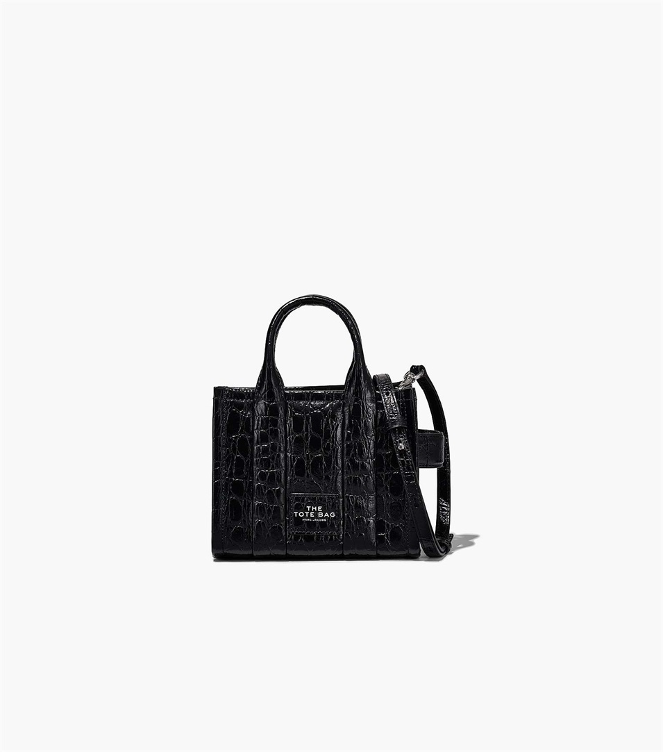 Bolso Tote Marc Jacobs The Croc-Embossed Micro Mujer Negras | Peru-61430