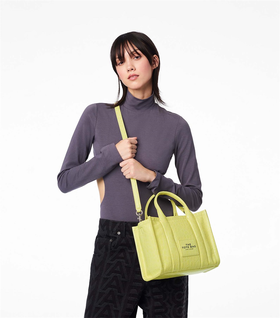 Bolso Tote Marc Jacobs The Croc-Embossed Mini Mujer Amarillo | Peru-78309