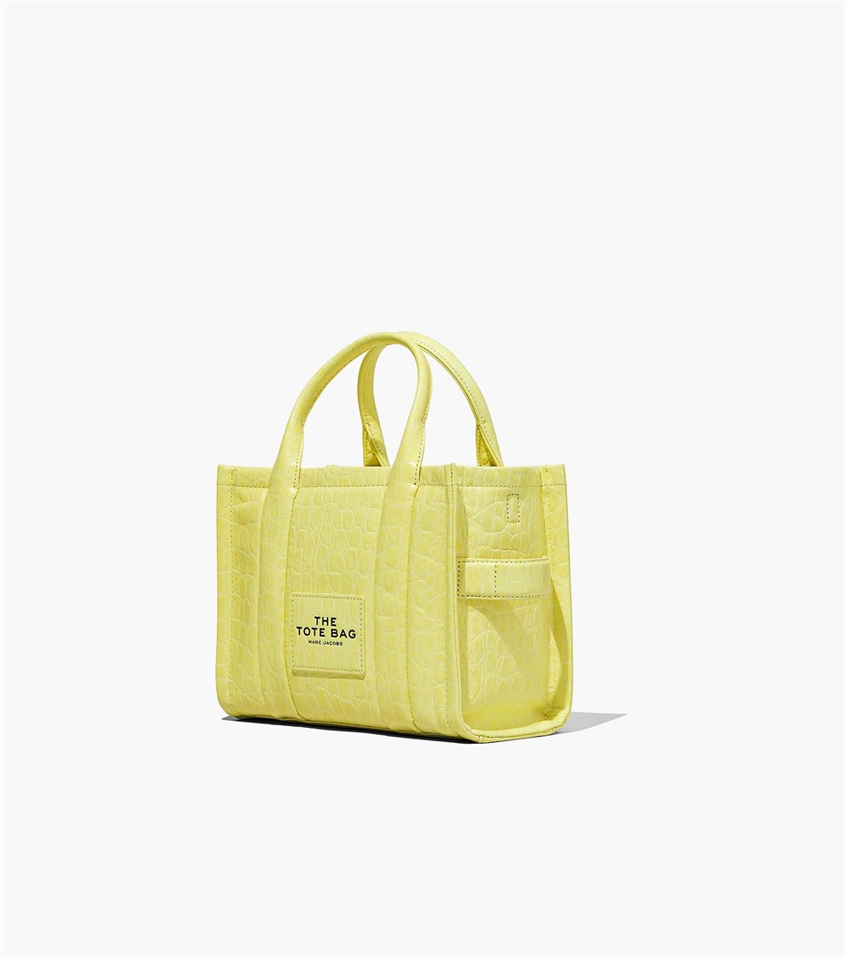 Bolso Tote Marc Jacobs The Croc-Embossed Mini Mujer Amarillo | Peru-78309