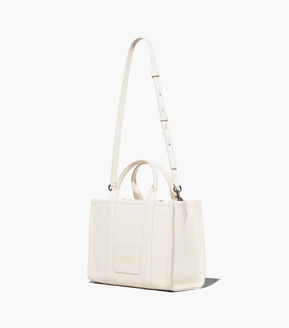 Bolso Tote Marc Jacobs The Leather Medium Mujer Plateadas | Peru-09756