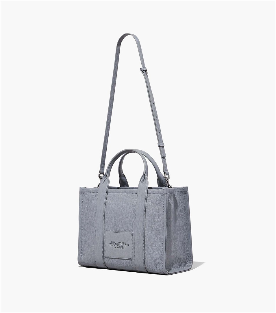 Bolso Tote Marc Jacobs The Leather Medium Mujer Gris | Peru-79254