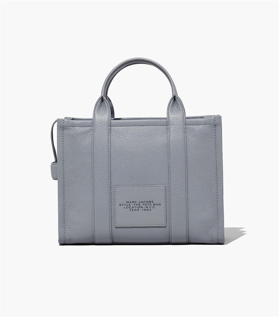 Bolso Tote Marc Jacobs The Leather Medium Mujer Gris | Peru-79254