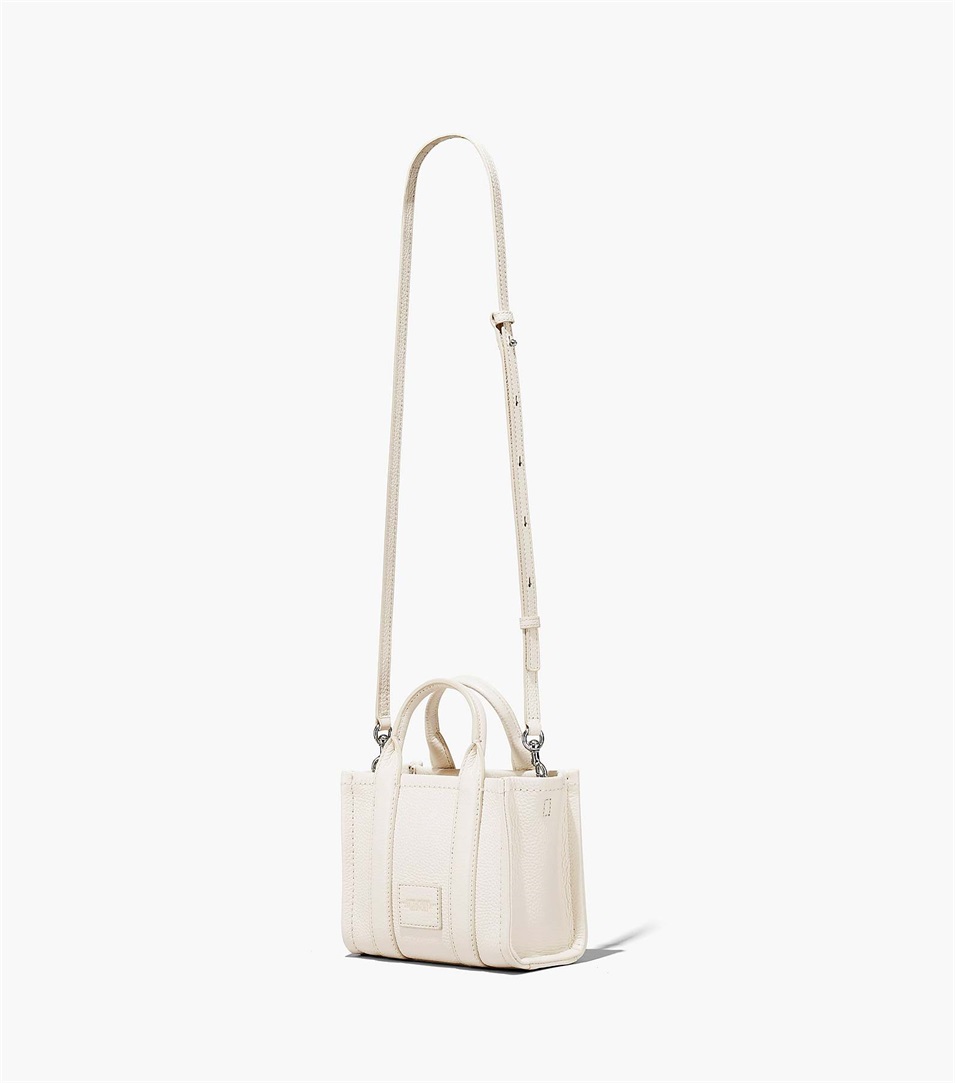 Bolso Tote Marc Jacobs The Leather Micro Mujer Plateadas | Peru-34970