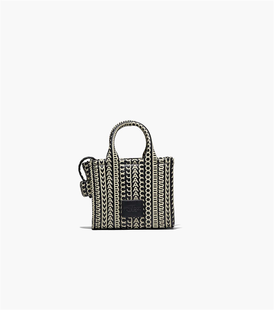 Bolso Tote Marc Jacobs The Monogram Leather Micro Mujer Negras Blancas | Peru-86159