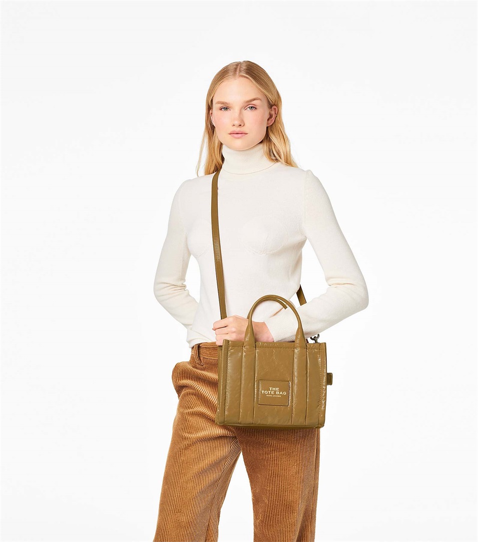 Bolso Tote Marc Jacobs The Shiny Crinkle Mini Mujer Marrones Claro | Peru-81204