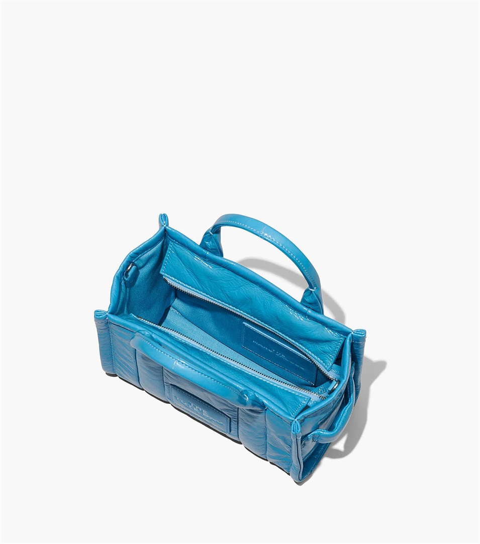 Bolso Tote Marc Jacobs The Shiny Crinkle Mini Mujer Azules | Peru-92143