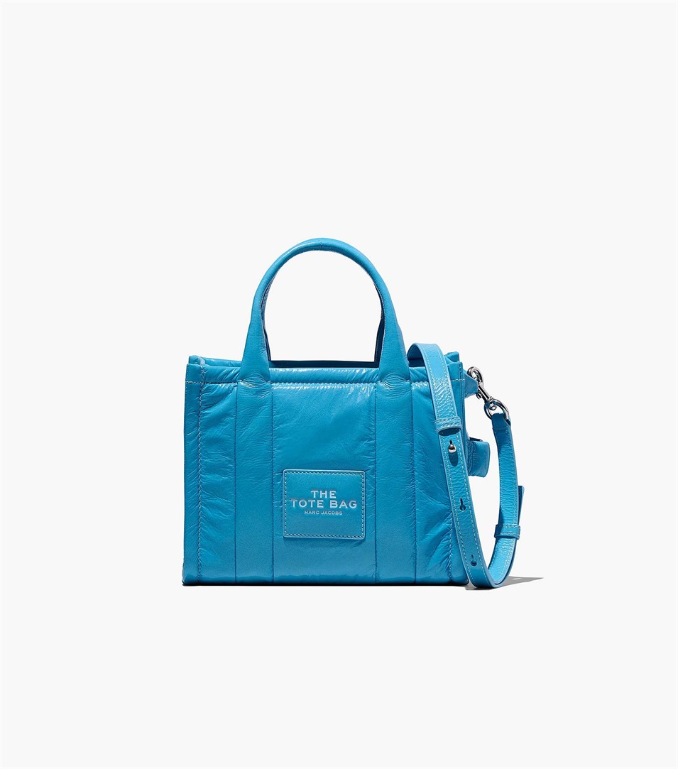 Bolso Tote Marc Jacobs The Shiny Crinkle Mini Mujer Azules | Peru-92143