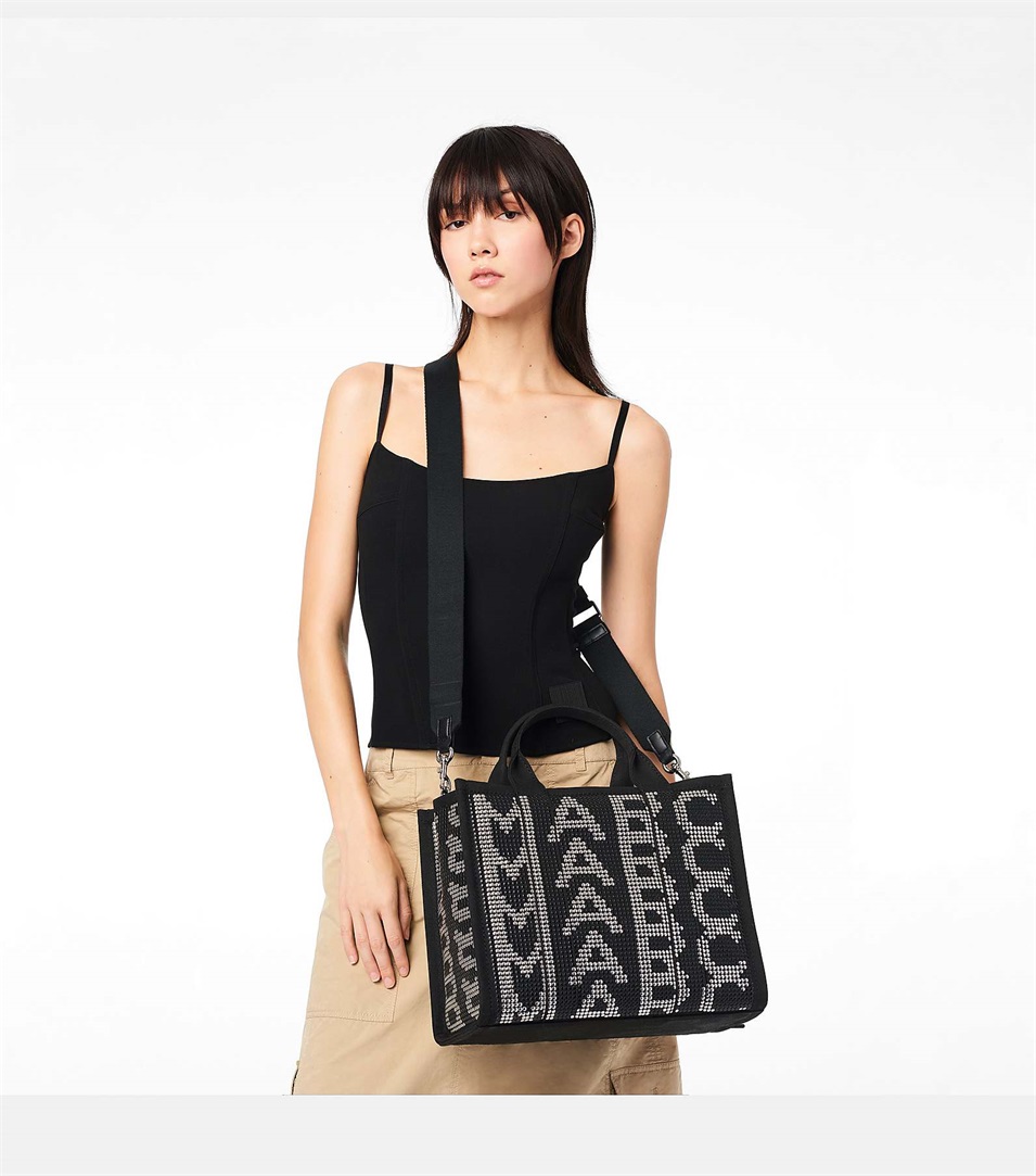 Bolso Tote Marc Jacobs The Studded Monogram Medium Mujer Negras Multicolor | Peru-49108