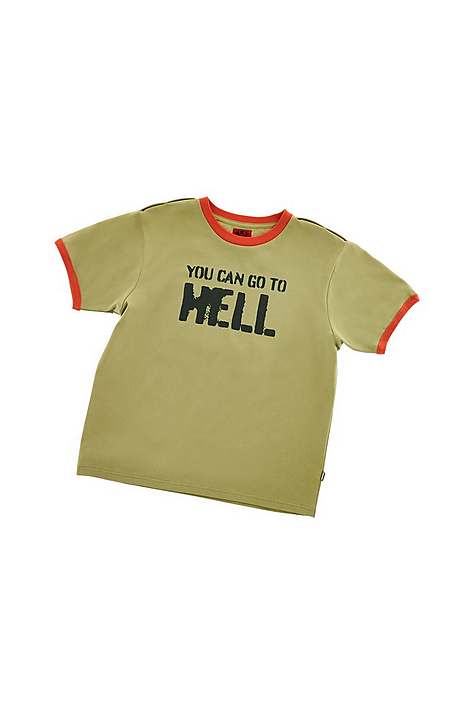 Camiseta Marc Jacobs Go To Hell Ringer Mujer Verde | Peru-70384