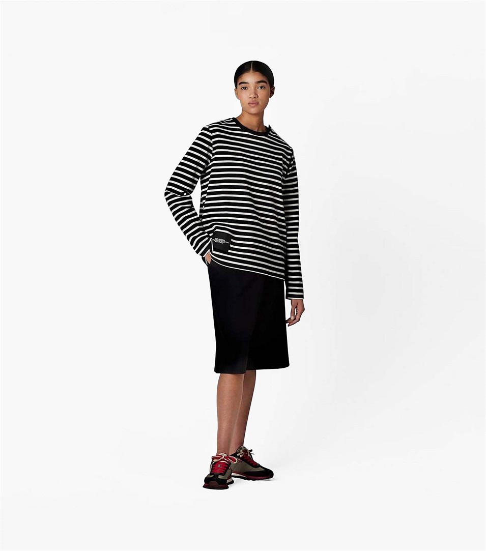 Camiseta Marc Jacobs The Striped Mujer Negras Multicolor | Peru-91346