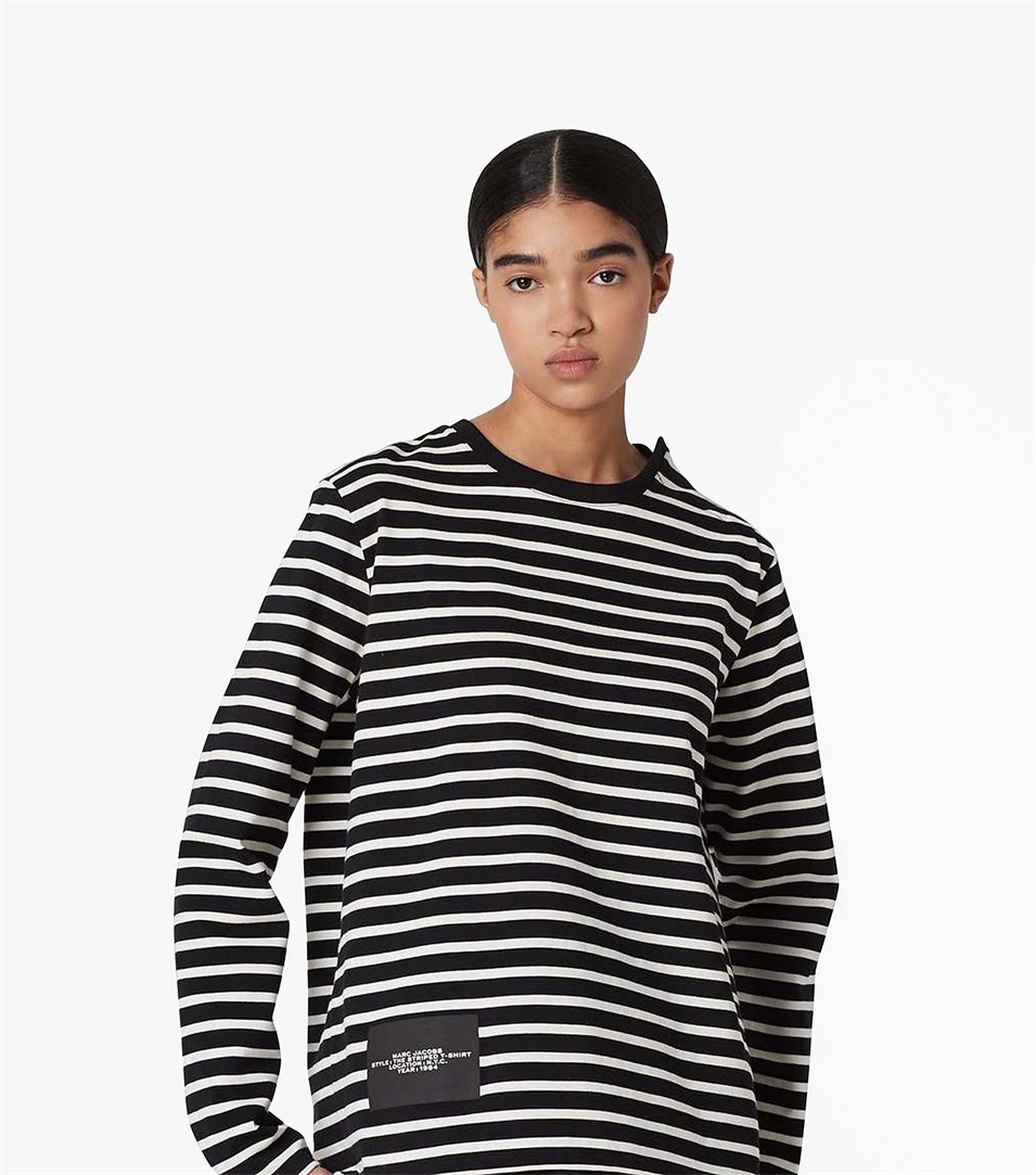 Camiseta Marc Jacobs The Striped Mujer Negras Multicolor | Peru-91346