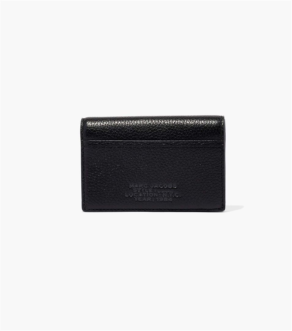 Carteras Marc Jacobs The Leather Small Bifold Mujer Negras | Peru-80712