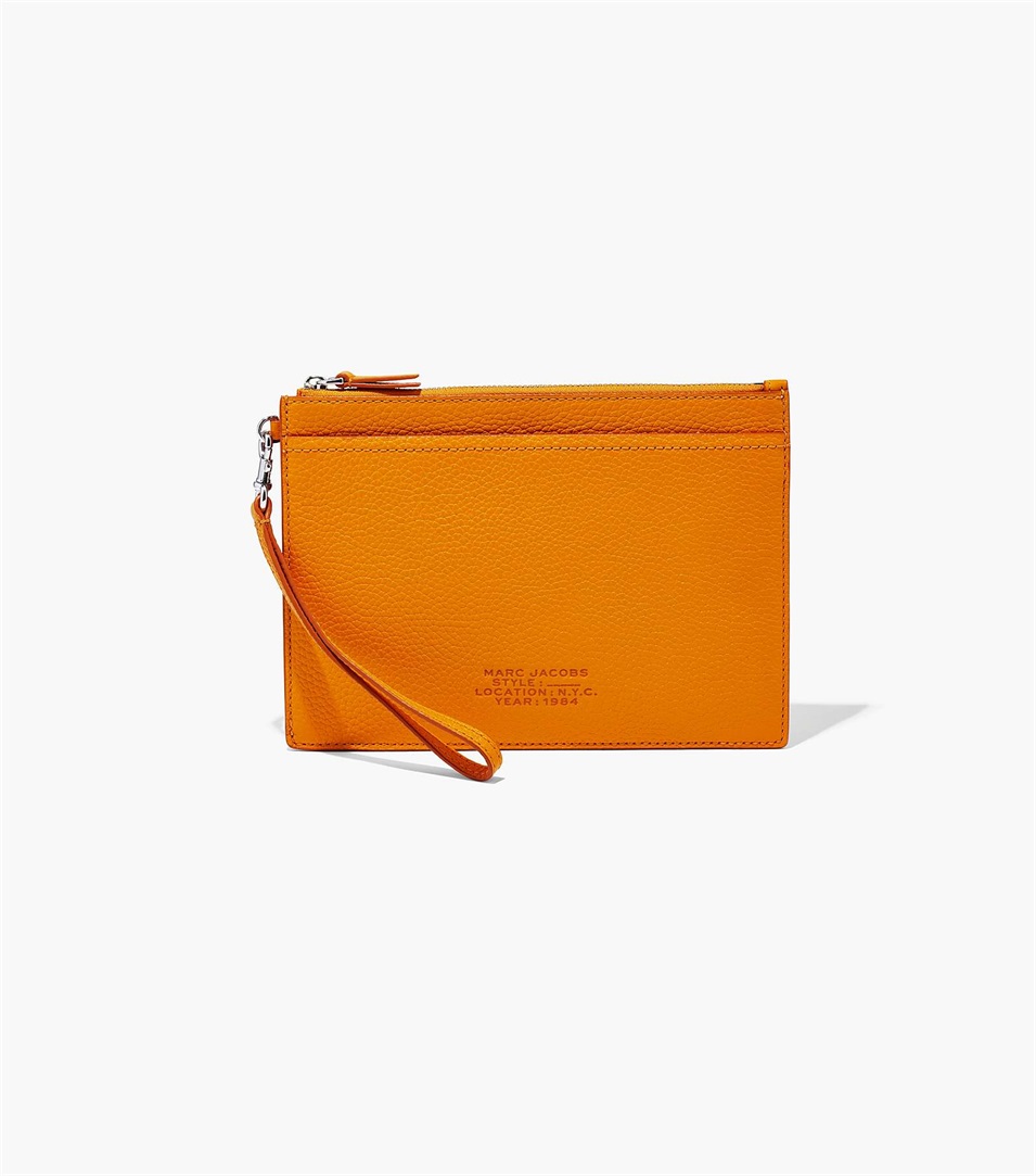 Carteras Marc Jacobs The Leather Small Wristlet Mujer Naranjas | Peru-37190