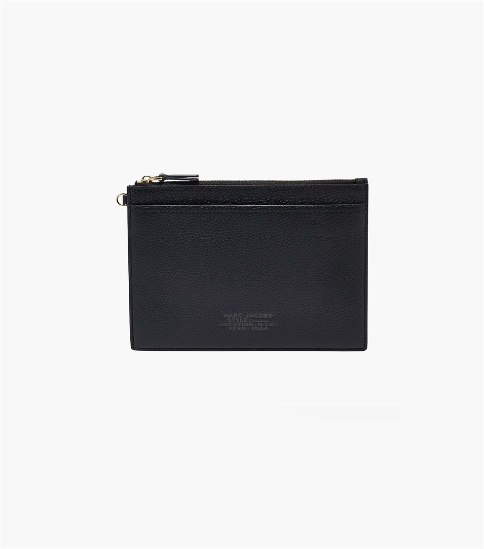 Carteras Marc Jacobs The Leather Small Wristlet Mujer Negras | Peru-69158