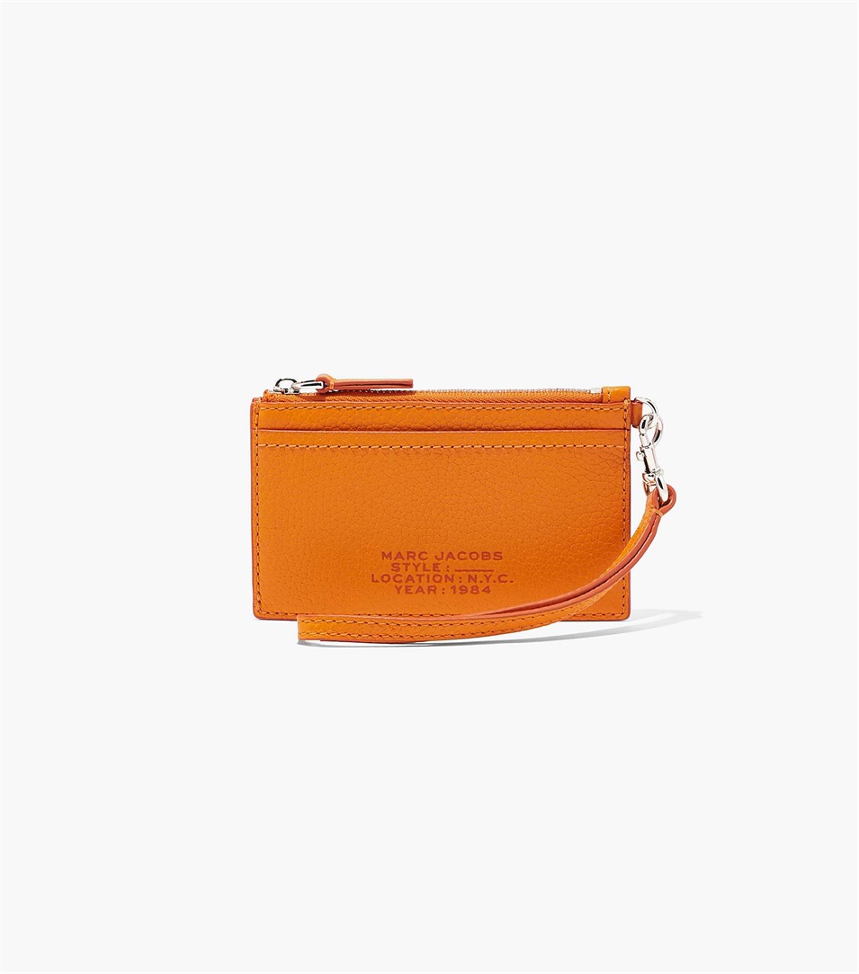 Carteras Marc Jacobs The Leather Top Zip Wristlet Mujer Naranjas | Peru-17394