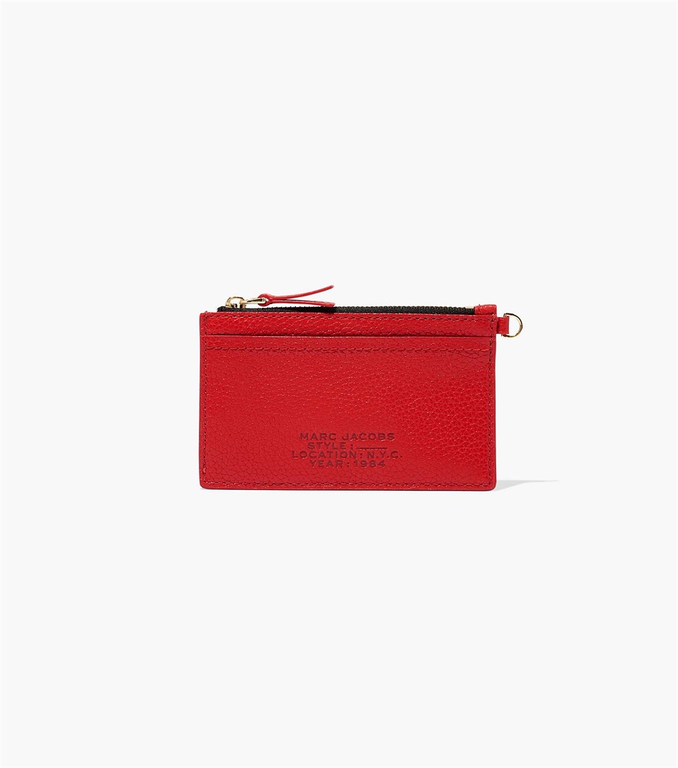 Carteras Marc Jacobs The Leather Top Zip Wristlet Mujer Rojas | Peru-23180