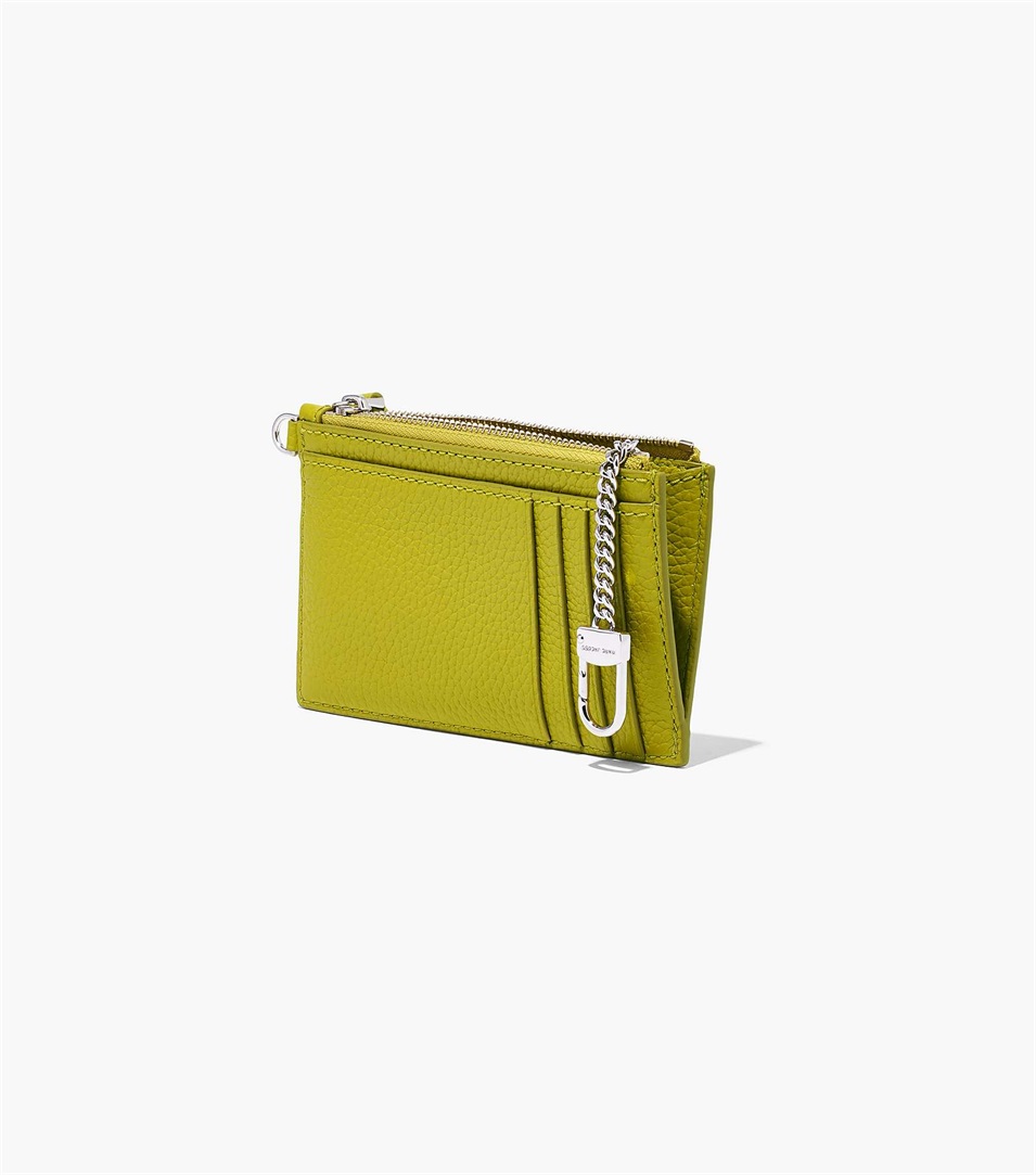 Carteras Marc Jacobs The Leather Top Zip Wristlet Mujer Verde | Peru-37206