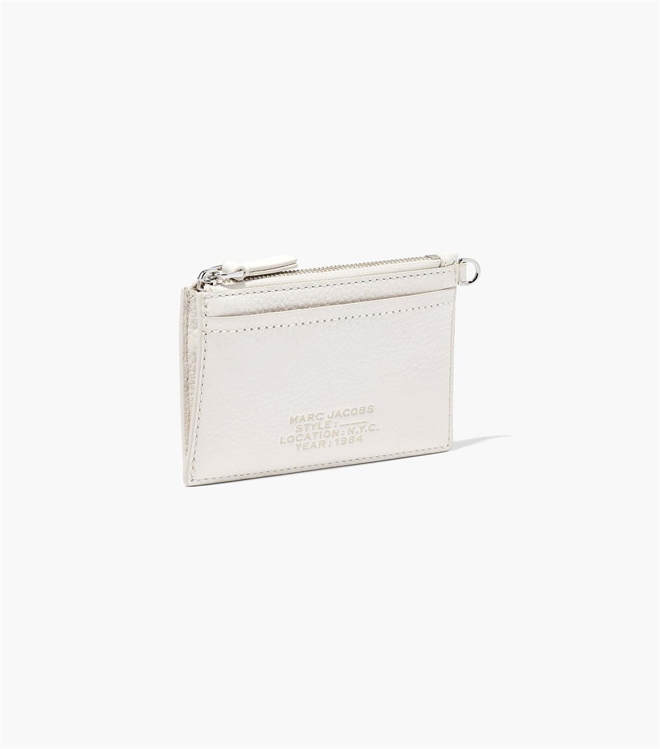 Carteras Marc Jacobs The Leather Top Zip Wristlet Mujer Gris | Peru-48750