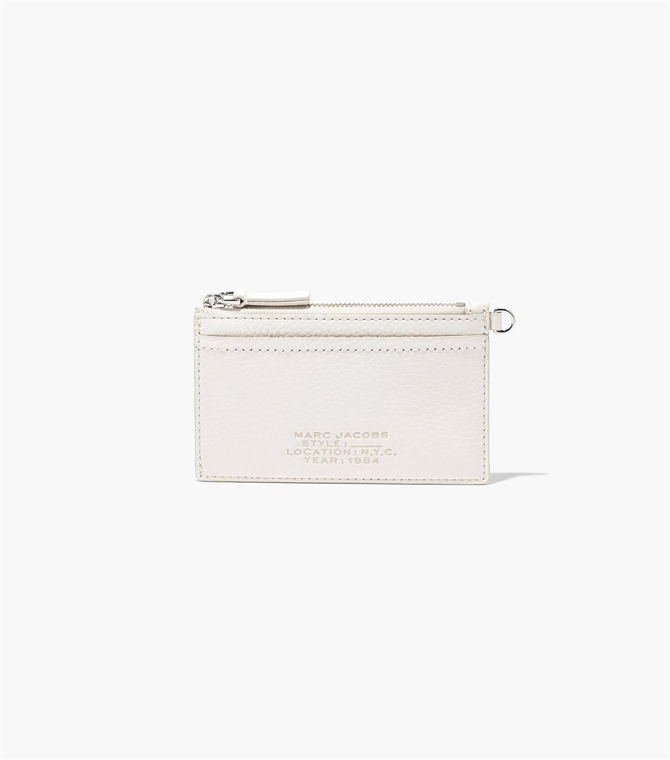 Carteras Marc Jacobs The Leather Top Zip Wristlet Mujer Gris | Peru-48750