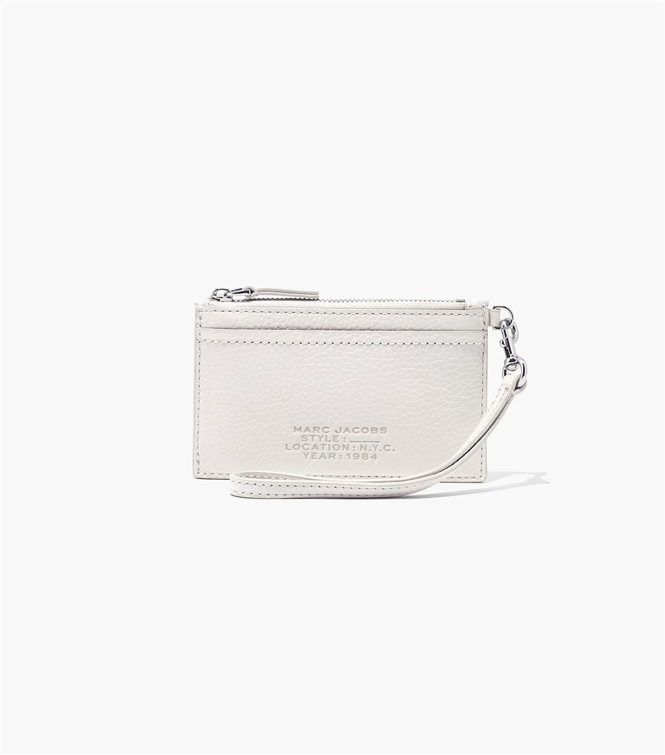 Carteras Marc Jacobs The Leather Top Zip Wristlet Mujer Gris | Peru-48750