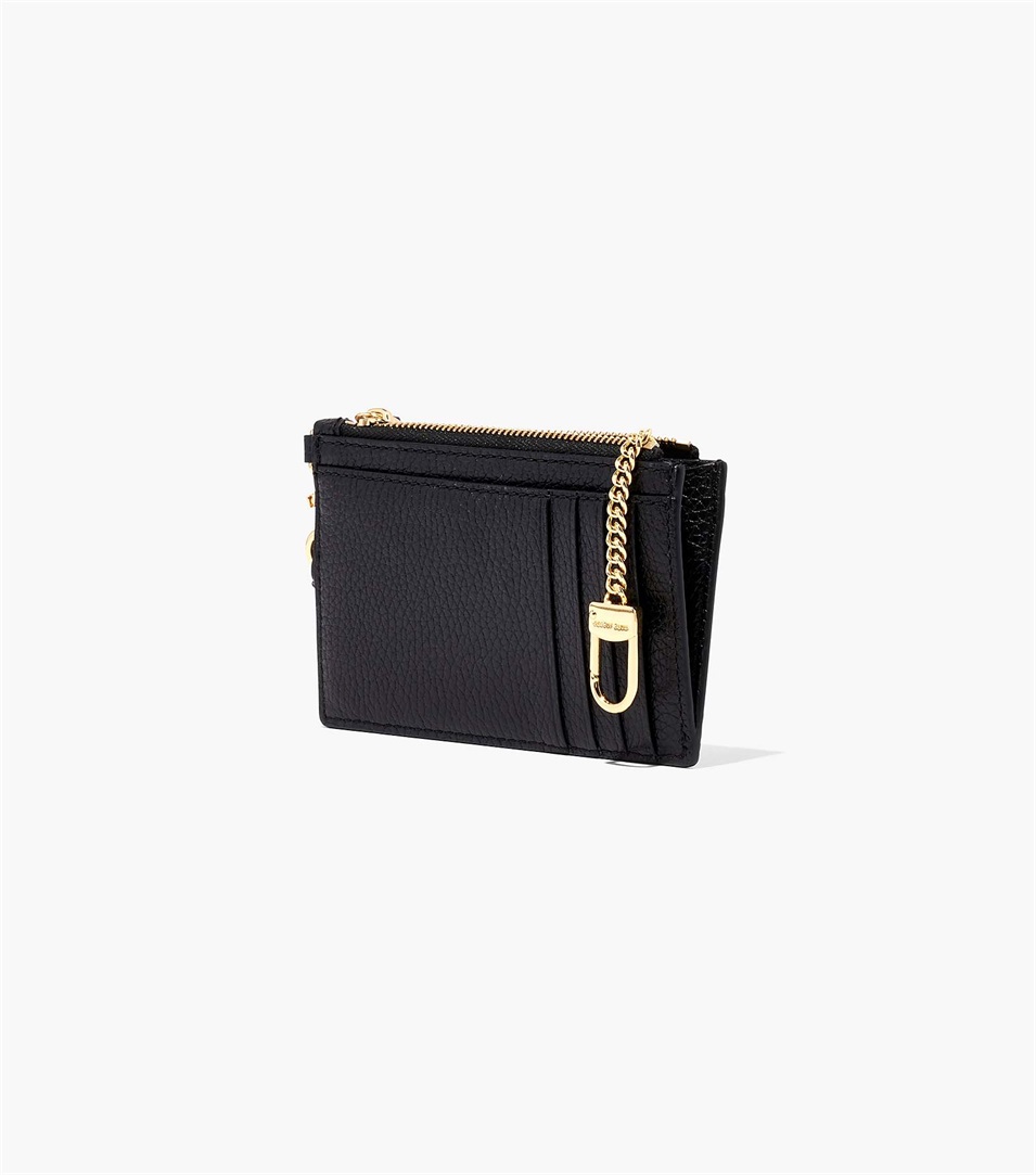 Carteras Marc Jacobs The Leather Top Zip Wristlet Mujer Negras | Peru-84710