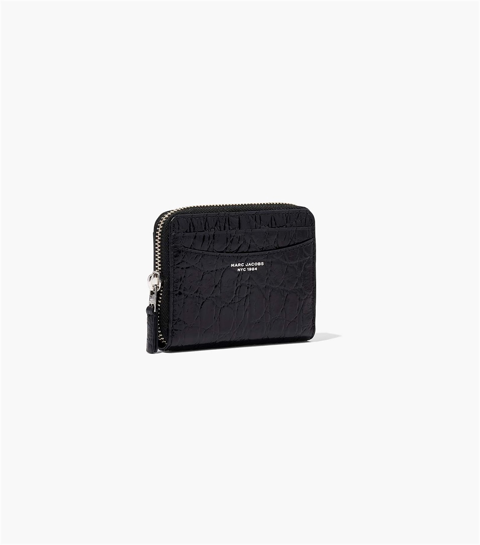 Carteras Marc Jacobs The Slim 84 Croc-Embossed Zip Around Mujer Negras | Peru-13609