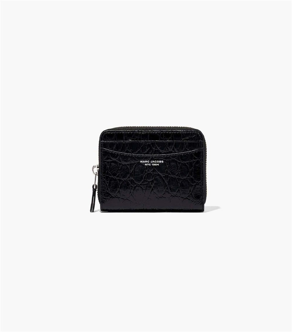 Carteras Marc Jacobs The Slim 84 Croc-Embossed Zip Around Mujer Negras | Peru-13609