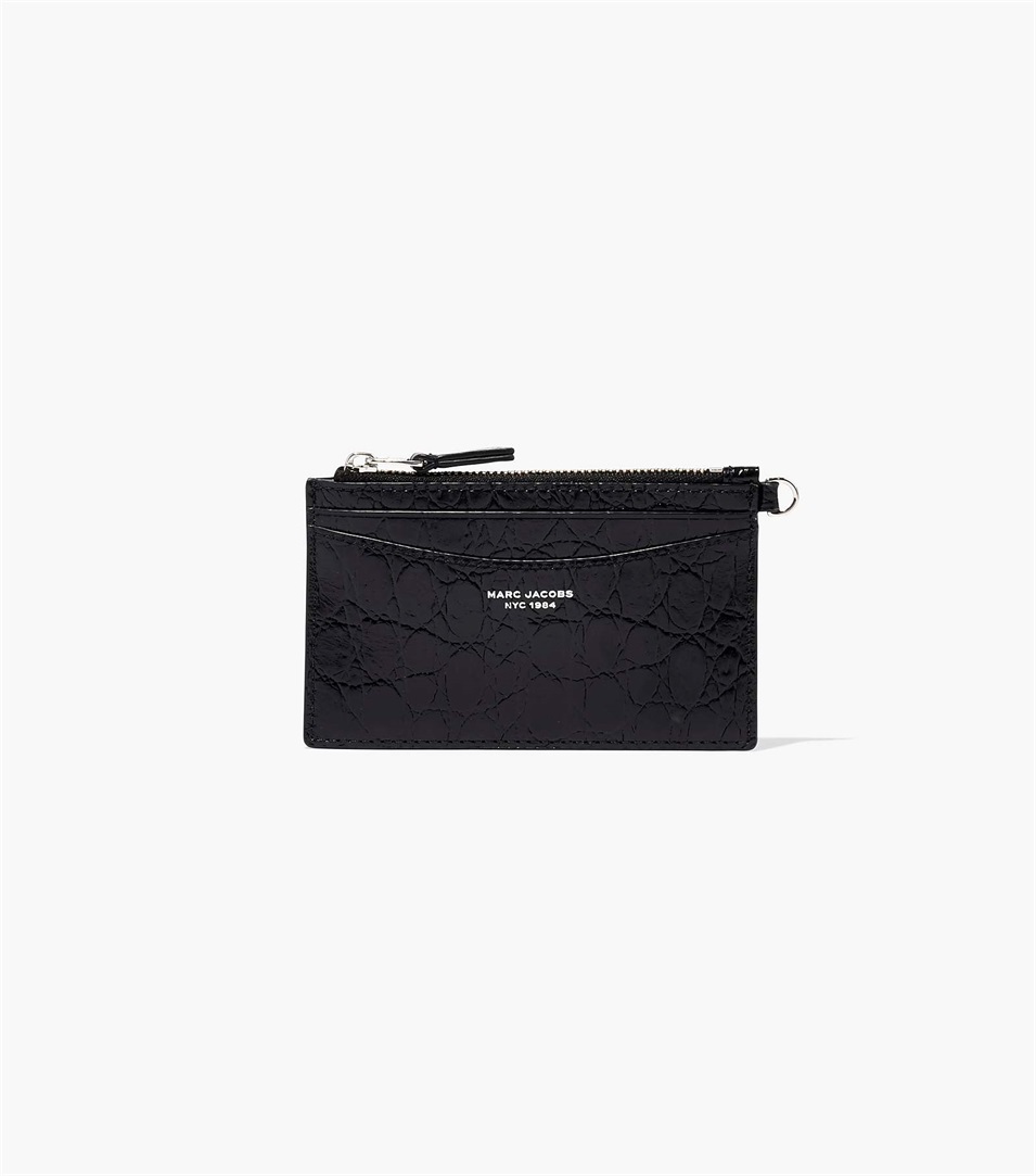 Carteras Marc Jacobs The Slim 84 Croc-Embossed Top Zip Wristlet Mujer Negras | Peru-74368